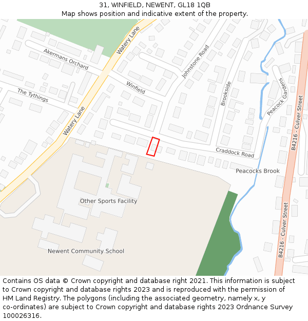 31, WINFIELD, NEWENT, GL18 1QB: Location map and indicative extent of plot