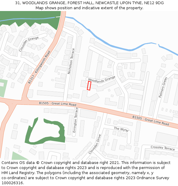 31, WOODLANDS GRANGE, FOREST HALL, NEWCASTLE UPON TYNE, NE12 9DG: Location map and indicative extent of plot