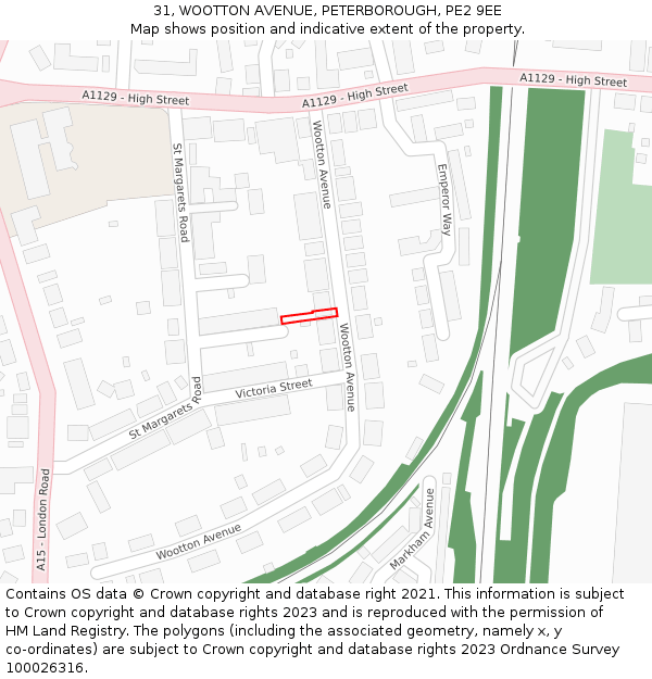 31, WOOTTON AVENUE, PETERBOROUGH, PE2 9EE: Location map and indicative extent of plot