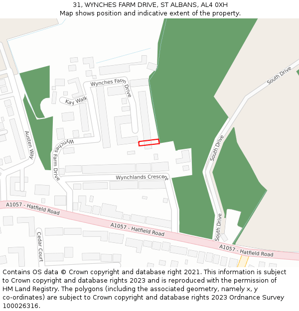 31, WYNCHES FARM DRIVE, ST ALBANS, AL4 0XH: Location map and indicative extent of plot