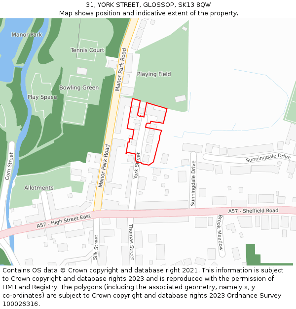 31, YORK STREET, GLOSSOP, SK13 8QW: Location map and indicative extent of plot