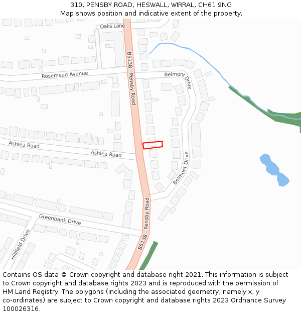 310, PENSBY ROAD, HESWALL, WIRRAL, CH61 9NG: Location map and indicative extent of plot