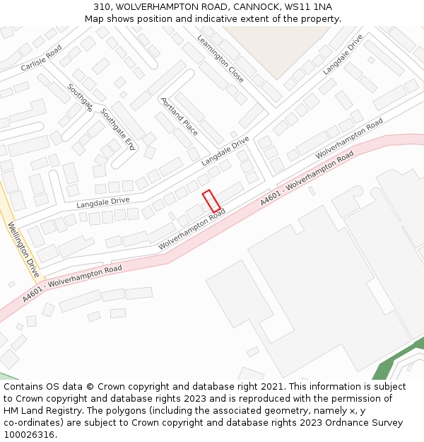 310, WOLVERHAMPTON ROAD, CANNOCK, WS11 1NA: Location map and indicative extent of plot