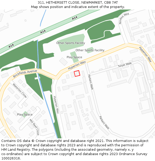 311, HETHERSETT CLOSE, NEWMARKET, CB8 7AT: Location map and indicative extent of plot