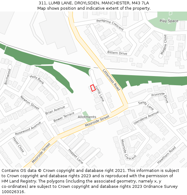 311, LUMB LANE, DROYLSDEN, MANCHESTER, M43 7LA: Location map and indicative extent of plot