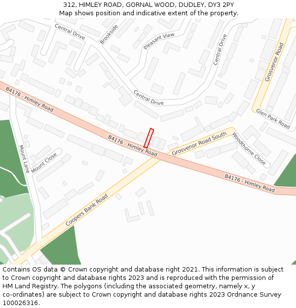 312, HIMLEY ROAD, GORNAL WOOD, DUDLEY, DY3 2PY: Location map and indicative extent of plot