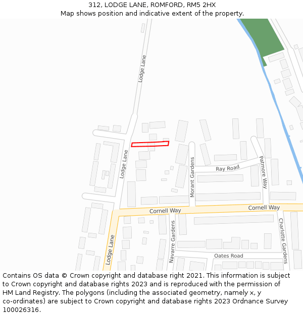 312, LODGE LANE, ROMFORD, RM5 2HX: Location map and indicative extent of plot