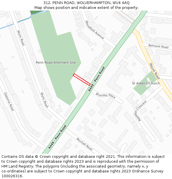 312, PENN ROAD, WOLVERHAMPTON, WV4 4AQ: Location map and indicative extent of plot