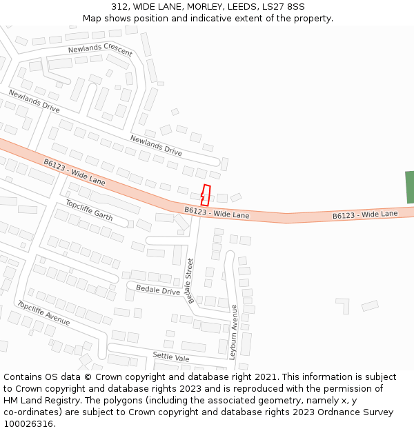 312, WIDE LANE, MORLEY, LEEDS, LS27 8SS: Location map and indicative extent of plot