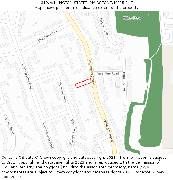 312, WILLINGTON STREET, MAIDSTONE, ME15 8HE: Location map and indicative extent of plot