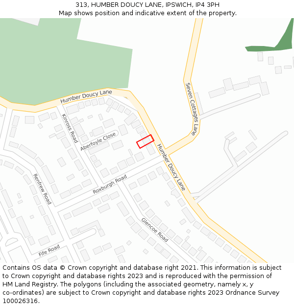 313, HUMBER DOUCY LANE, IPSWICH, IP4 3PH: Location map and indicative extent of plot