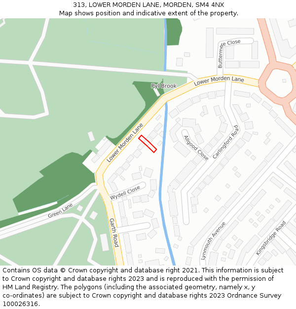 313, LOWER MORDEN LANE, MORDEN, SM4 4NX: Location map and indicative extent of plot