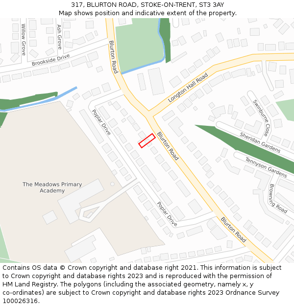 317, BLURTON ROAD, STOKE-ON-TRENT, ST3 3AY: Location map and indicative extent of plot