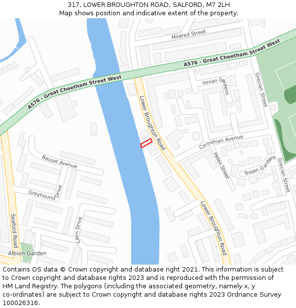 317, LOWER BROUGHTON ROAD, SALFORD, M7 2LH: Location map and indicative extent of plot