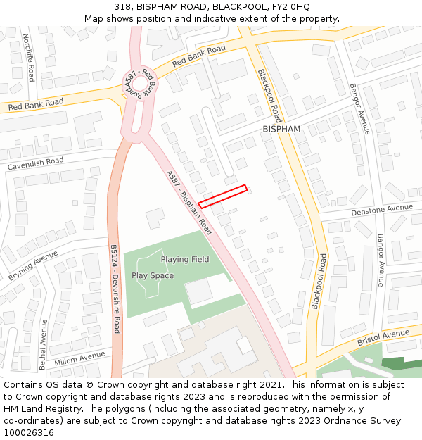 318, BISPHAM ROAD, BLACKPOOL, FY2 0HQ: Location map and indicative extent of plot