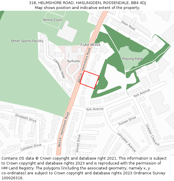 318, HELMSHORE ROAD, HASLINGDEN, ROSSENDALE, BB4 4DJ: Location map and indicative extent of plot