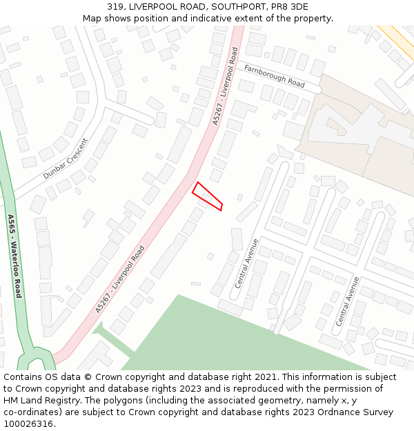 319, LIVERPOOL ROAD, SOUTHPORT, PR8 3DE: Location map and indicative extent of plot