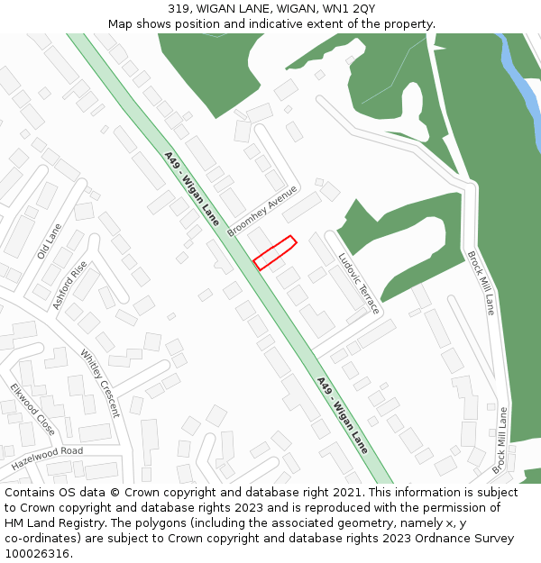 319, WIGAN LANE, WIGAN, WN1 2QY: Location map and indicative extent of plot