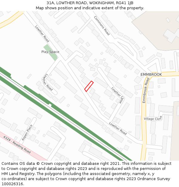 31A, LOWTHER ROAD, WOKINGHAM, RG41 1JB: Location map and indicative extent of plot