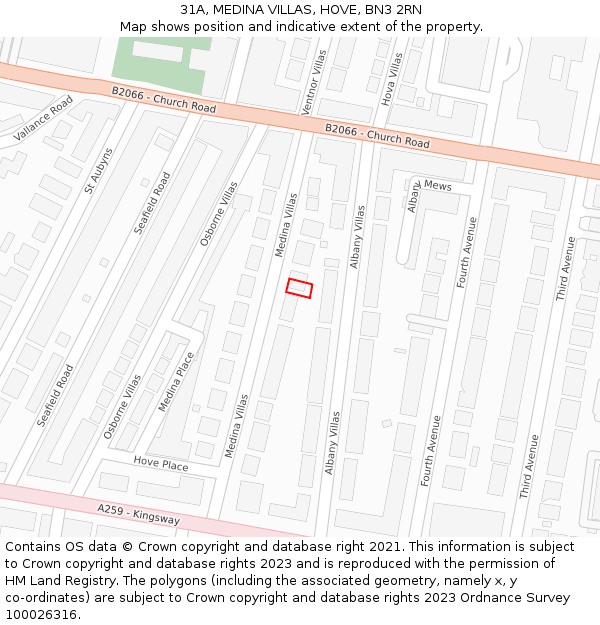 31A, MEDINA VILLAS, HOVE, BN3 2RN: Location map and indicative extent of plot