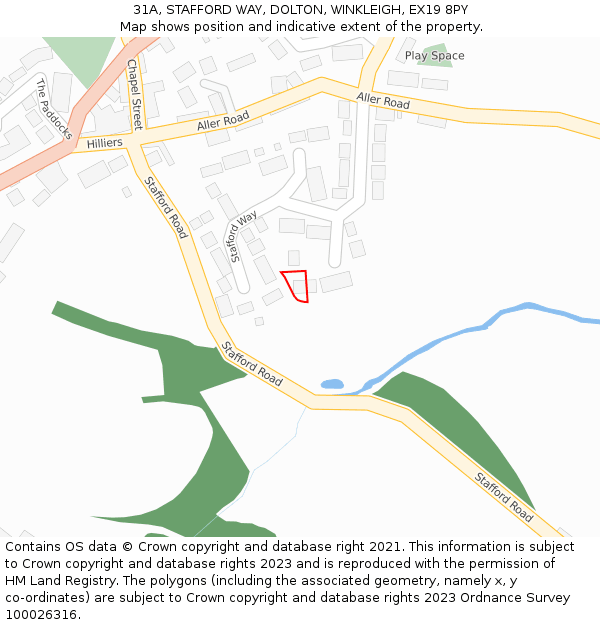 31A, STAFFORD WAY, DOLTON, WINKLEIGH, EX19 8PY: Location map and indicative extent of plot