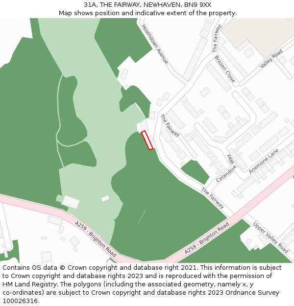 31A, THE FAIRWAY, NEWHAVEN, BN9 9XX: Location map and indicative extent of plot