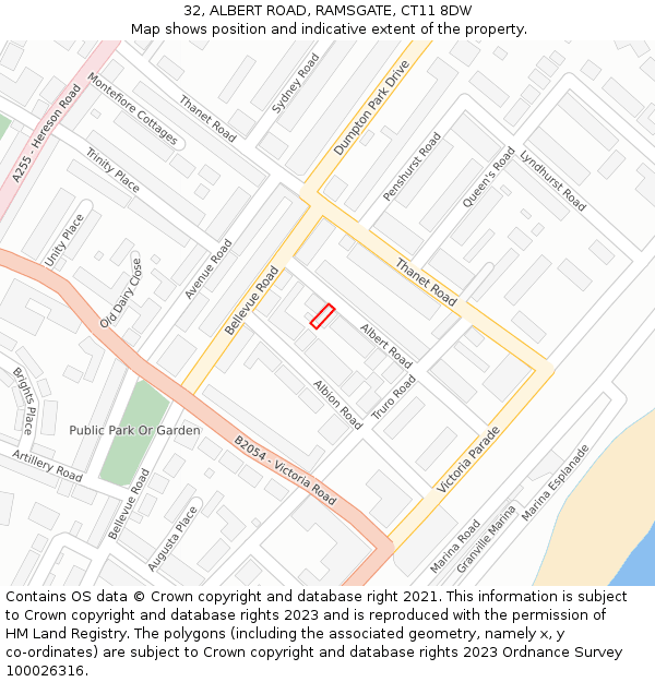 32, ALBERT ROAD, RAMSGATE, CT11 8DW: Location map and indicative extent of plot