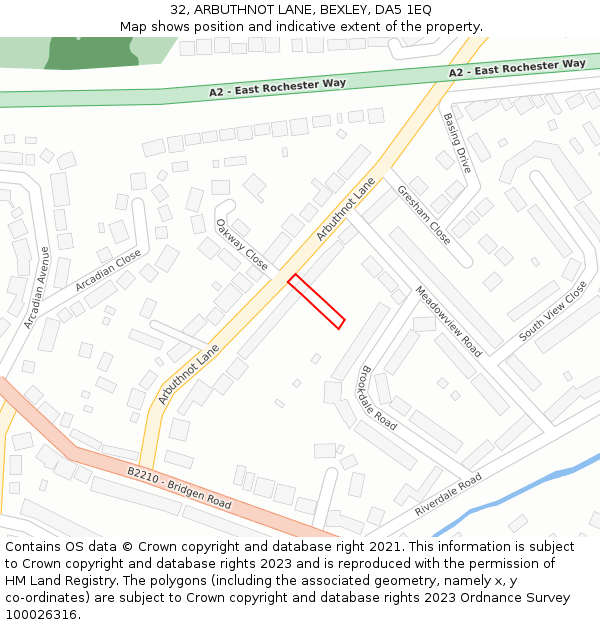 32, ARBUTHNOT LANE, BEXLEY, DA5 1EQ: Location map and indicative extent of plot
