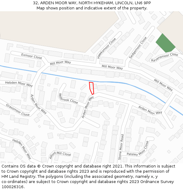 32, ARDEN MOOR WAY, NORTH HYKEHAM, LINCOLN, LN6 9PP: Location map and indicative extent of plot