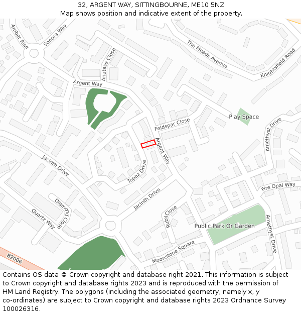 32, ARGENT WAY, SITTINGBOURNE, ME10 5NZ: Location map and indicative extent of plot