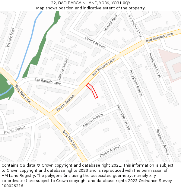 32, BAD BARGAIN LANE, YORK, YO31 0QY: Location map and indicative extent of plot