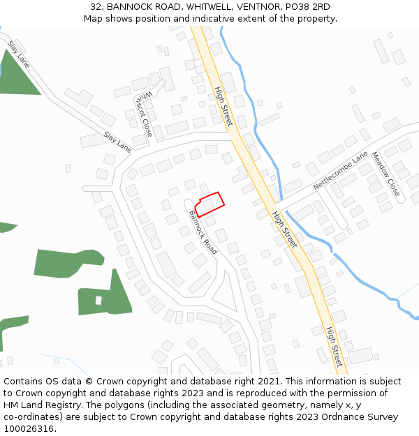 32, BANNOCK ROAD, WHITWELL, VENTNOR, PO38 2RD: Location map and indicative extent of plot