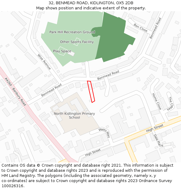 32, BENMEAD ROAD, KIDLINGTON, OX5 2DB: Location map and indicative extent of plot