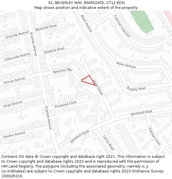 32, BEVERLEY WAY, RAMSGATE, CT12 6DN: Location map and indicative extent of plot
