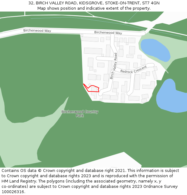 32, BIRCH VALLEY ROAD, KIDSGROVE, STOKE-ON-TRENT, ST7 4GN: Location map and indicative extent of plot