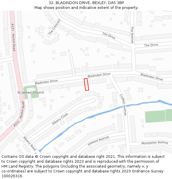 32, BLADINDON DRIVE, BEXLEY, DA5 3BP: Location map and indicative extent of plot