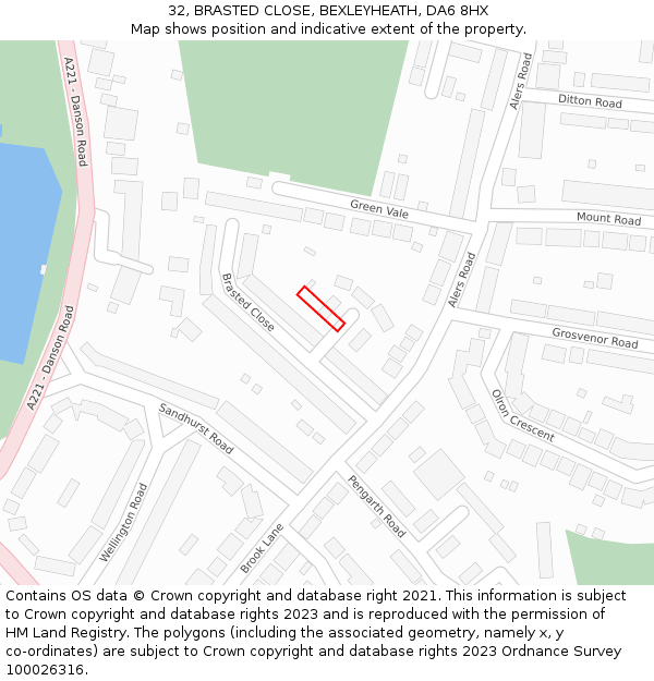 32, BRASTED CLOSE, BEXLEYHEATH, DA6 8HX: Location map and indicative extent of plot
