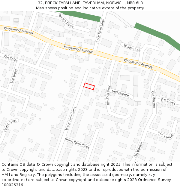 32, BRECK FARM LANE, TAVERHAM, NORWICH, NR8 6LR: Location map and indicative extent of plot