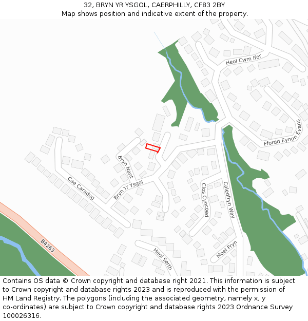 32, BRYN YR YSGOL, CAERPHILLY, CF83 2BY: Location map and indicative extent of plot