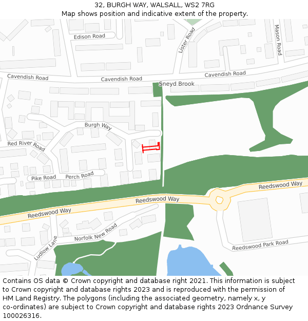 32, BURGH WAY, WALSALL, WS2 7RG: Location map and indicative extent of plot