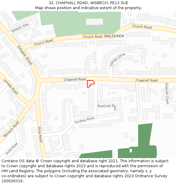 32, CHAPNALL ROAD, WISBECH, PE13 3UE: Location map and indicative extent of plot