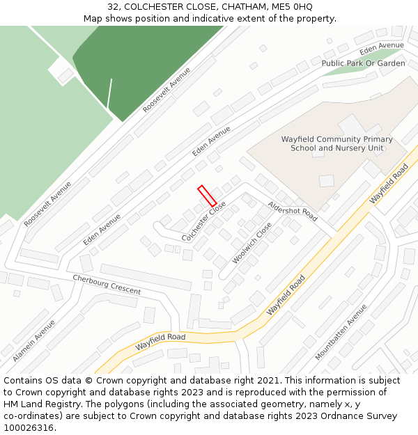 32, COLCHESTER CLOSE, CHATHAM, ME5 0HQ: Location map and indicative extent of plot