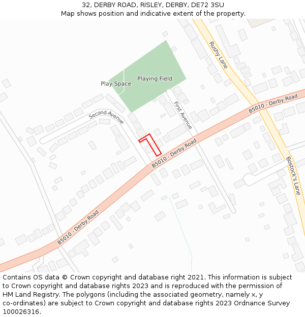 32, DERBY ROAD, RISLEY, DERBY, DE72 3SU: Location map and indicative extent of plot