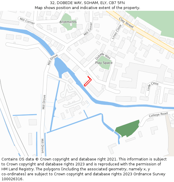 32, DOBEDE WAY, SOHAM, ELY, CB7 5FN: Location map and indicative extent of plot