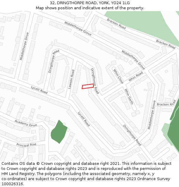 32, DRINGTHORPE ROAD, YORK, YO24 1LG: Location map and indicative extent of plot