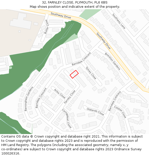 32, FARNLEY CLOSE, PLYMOUTH, PL6 6BS: Location map and indicative extent of plot