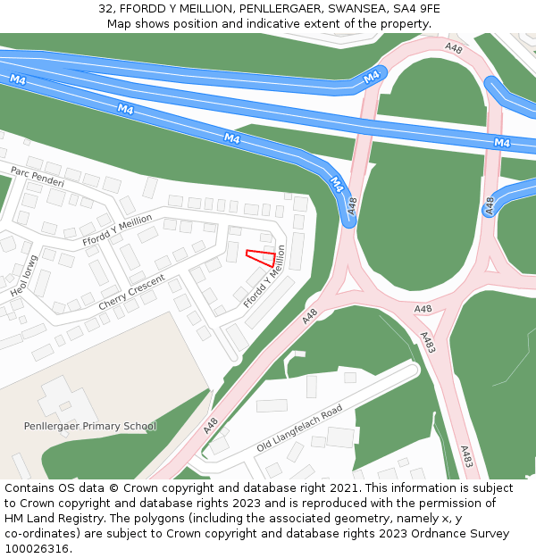 32, FFORDD Y MEILLION, PENLLERGAER, SWANSEA, SA4 9FE: Location map and indicative extent of plot