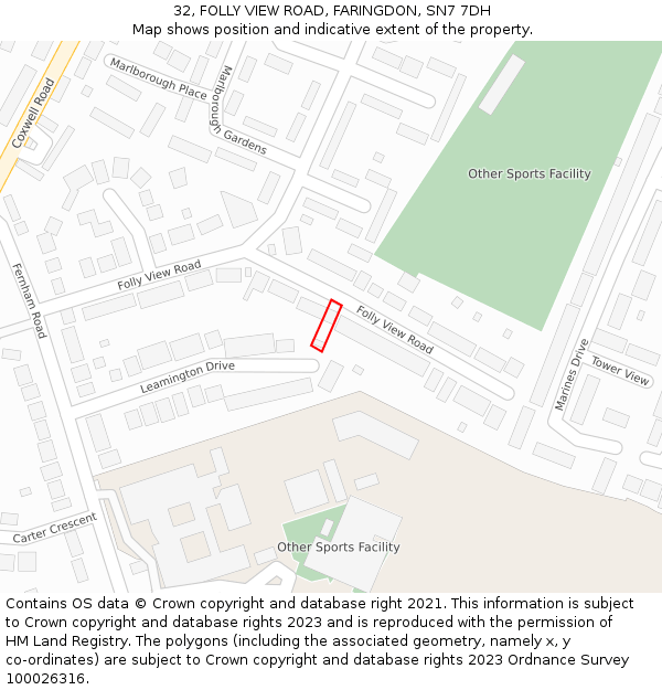 32, FOLLY VIEW ROAD, FARINGDON, SN7 7DH: Location map and indicative extent of plot