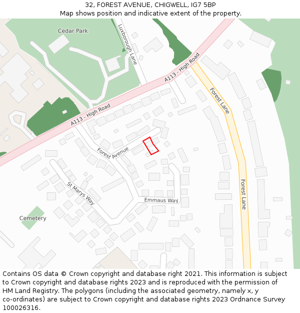 32, FOREST AVENUE, CHIGWELL, IG7 5BP: Location map and indicative extent of plot