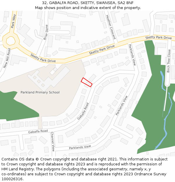 32, GABALFA ROAD, SKETTY, SWANSEA, SA2 8NF: Location map and indicative extent of plot